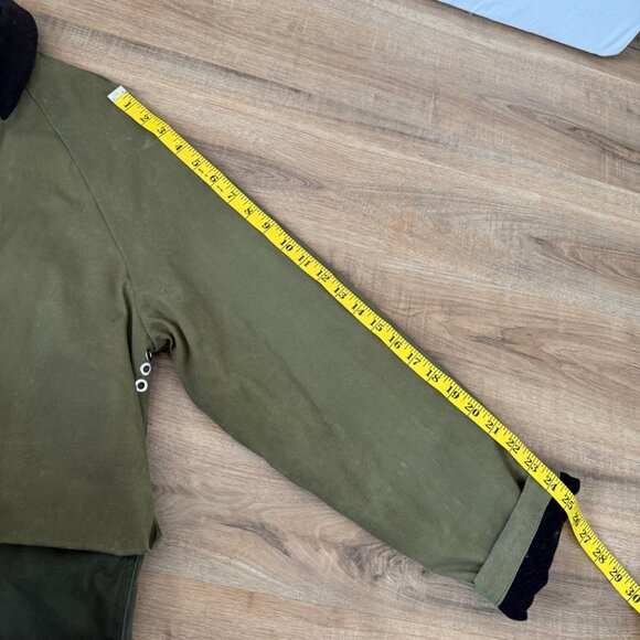 Zara Women's Green Waxed Canvas Jacket Chore Coat Corduroy Collar Oversized S - Picture 9 of 14